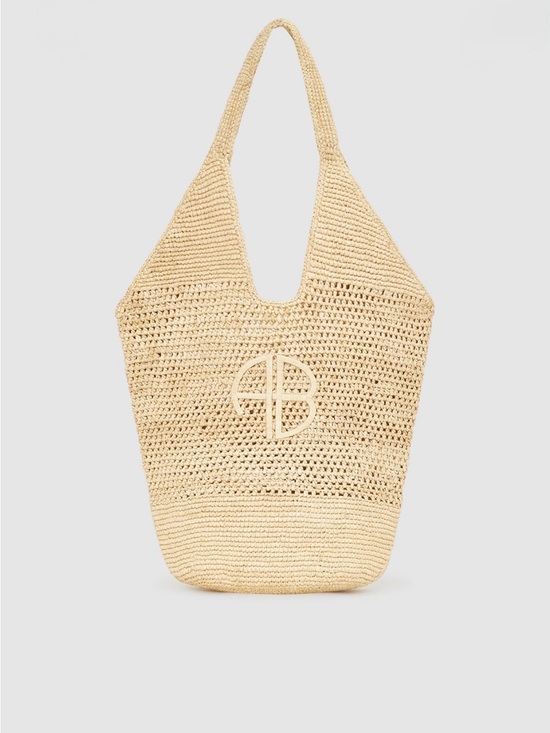 Anine Bing Handbags - LEAH LOGO HOBO RAFFIA - NATURAL